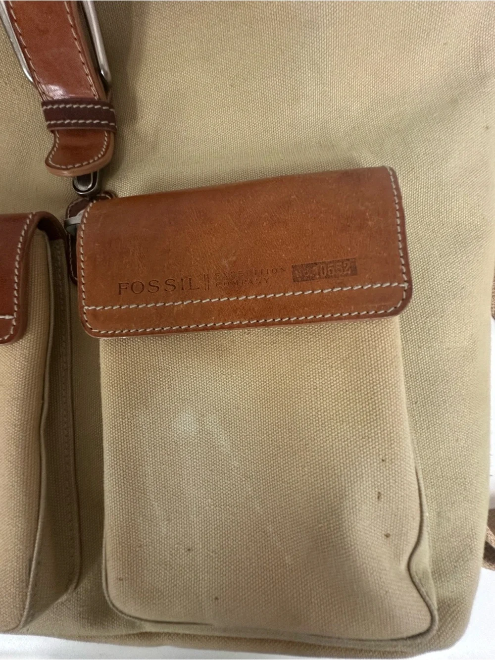Fossil Expedition Co. Canvas Backpack Brown Leather Trim Durable Travel Gear